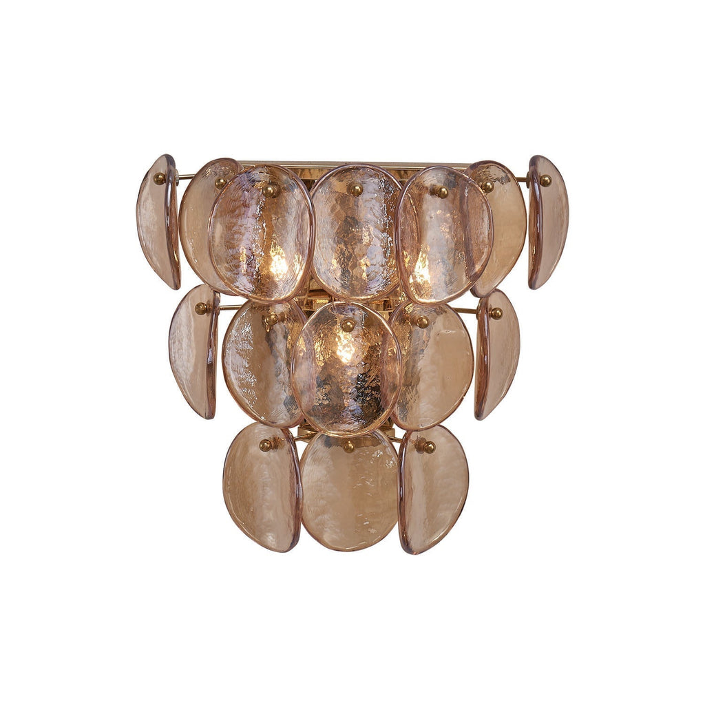 Aurora Wall Lamp Amber Glass Disc Fish Scale Brass