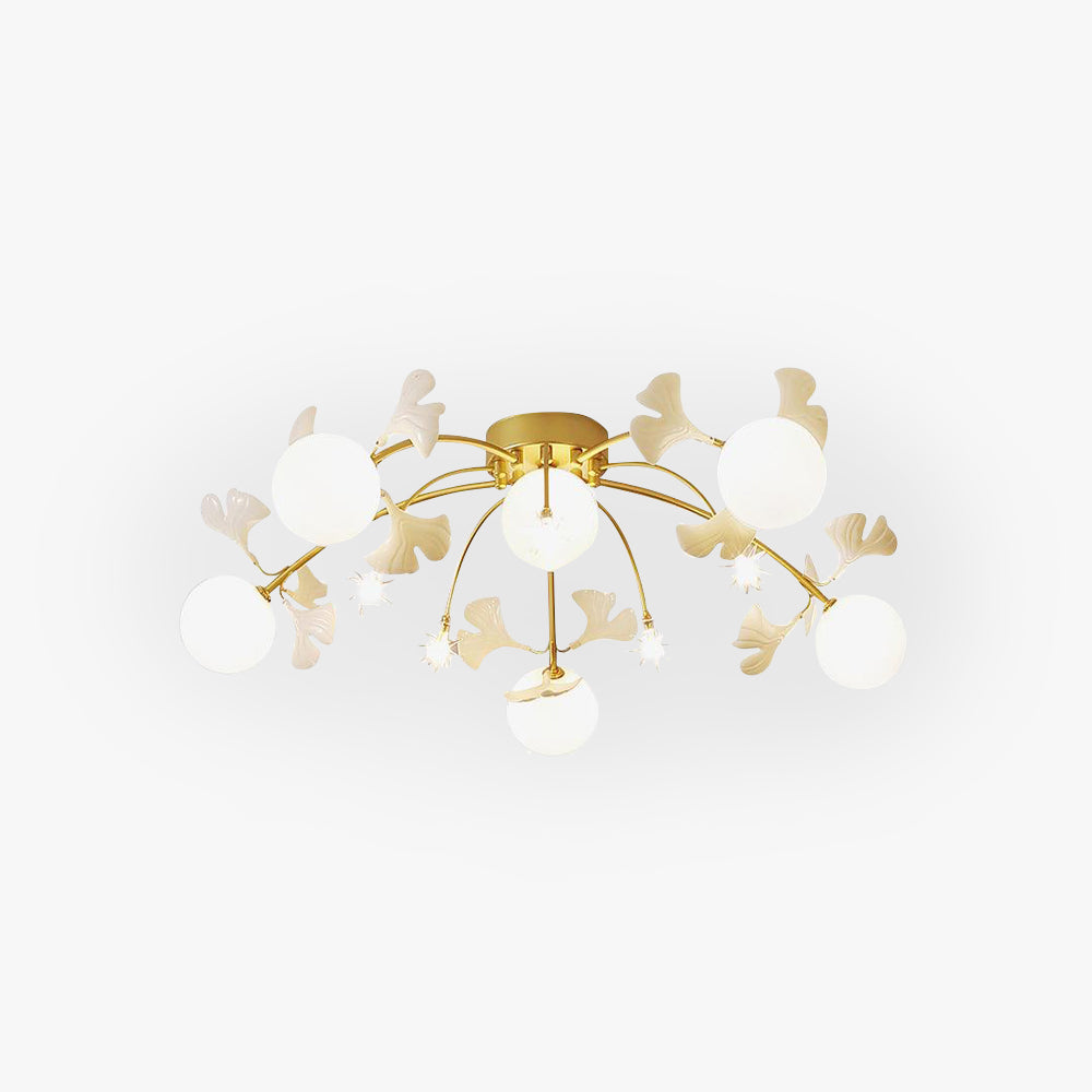 Olivia Nordic Multi Globe Metal/Ceramic Flush Mount Ceiling Light, White/Gold