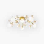 Olivia Nordic Multi Globe Metal/Ceramic Flush Mount Ceiling Light, White/Gold
