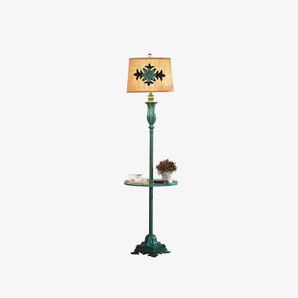 Eryn Floor Lamp Table Vintage, Metal/Resin, Green, Living Room