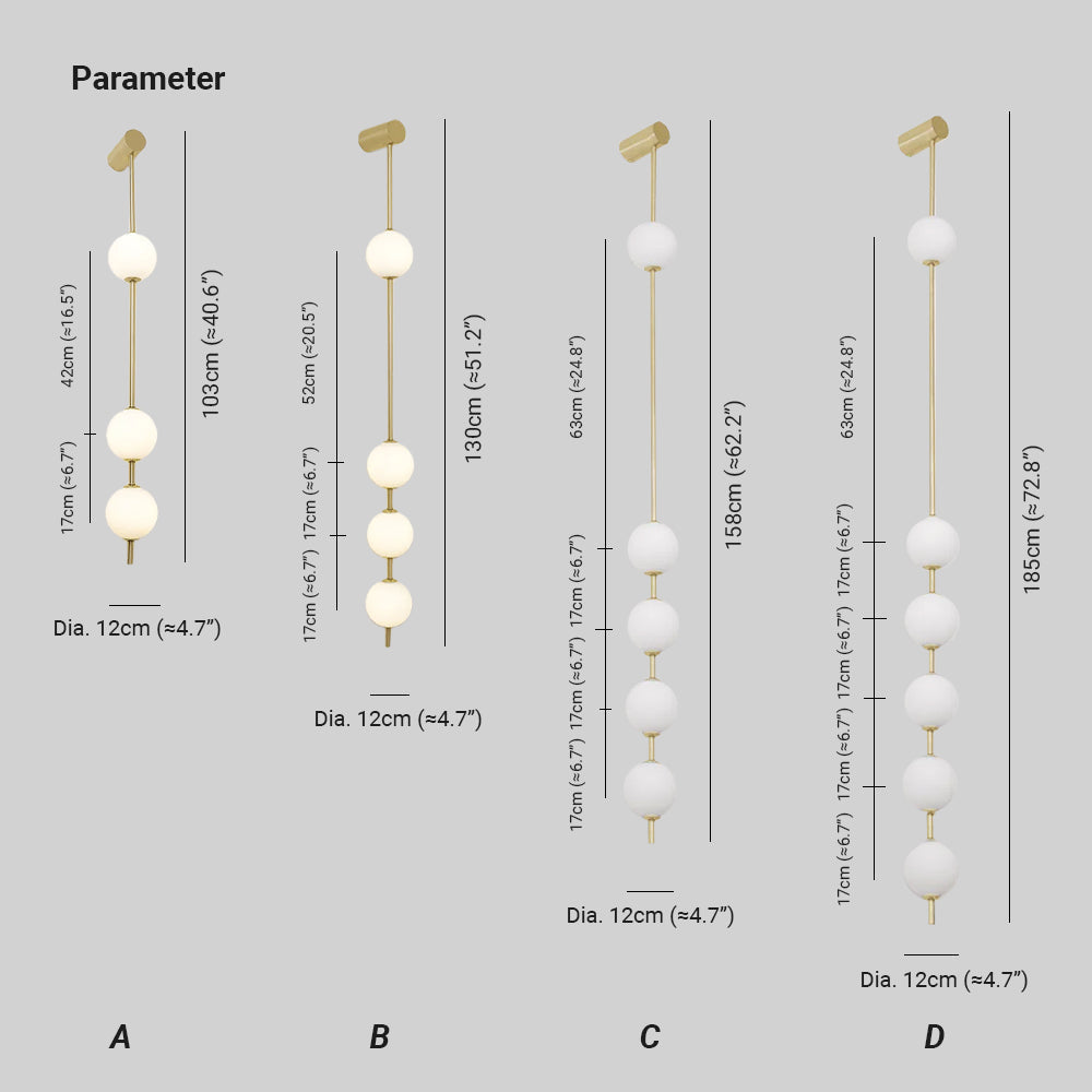 Valentina Vertical Balls Wall Lamp