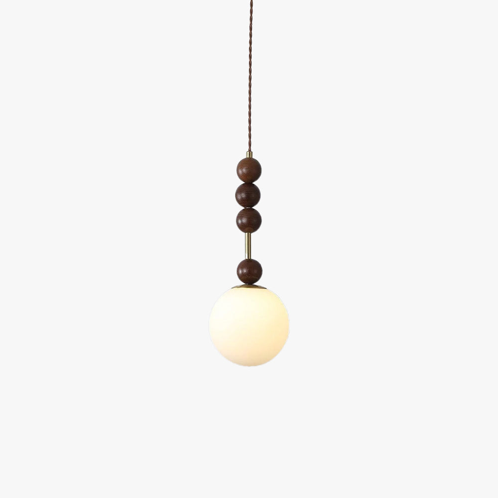 Norn Vintage Globe Pendant Light Wooden Beads