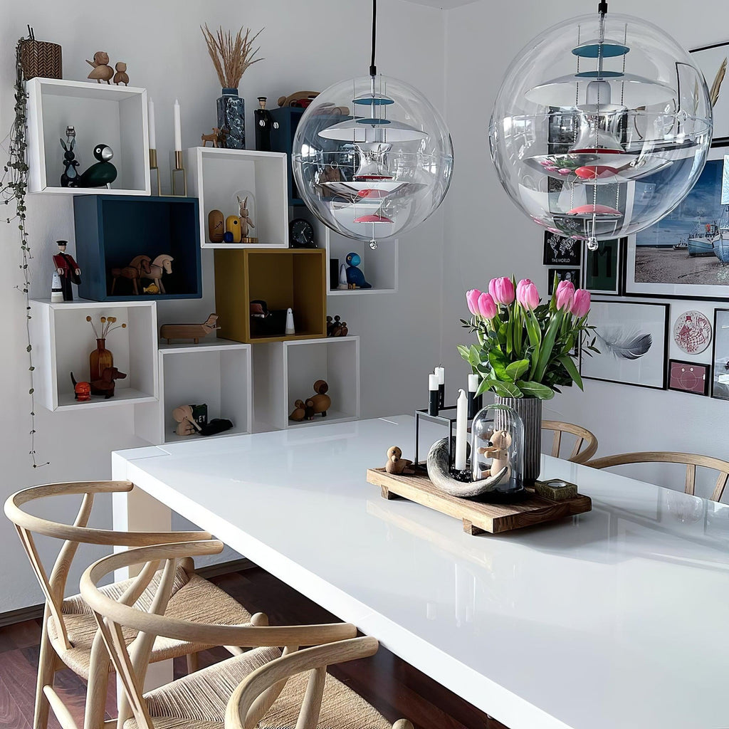 Pendant Lamp Floating Geometric Layers Clear Globe Futuristic Modern
