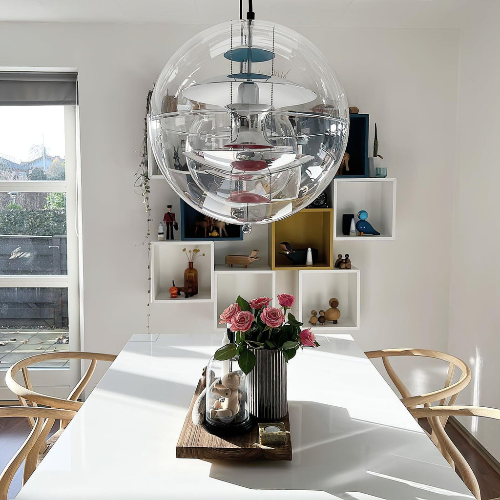 Pendant Lamp Floating Geometric Layers Clear Globe Futuristic Modern