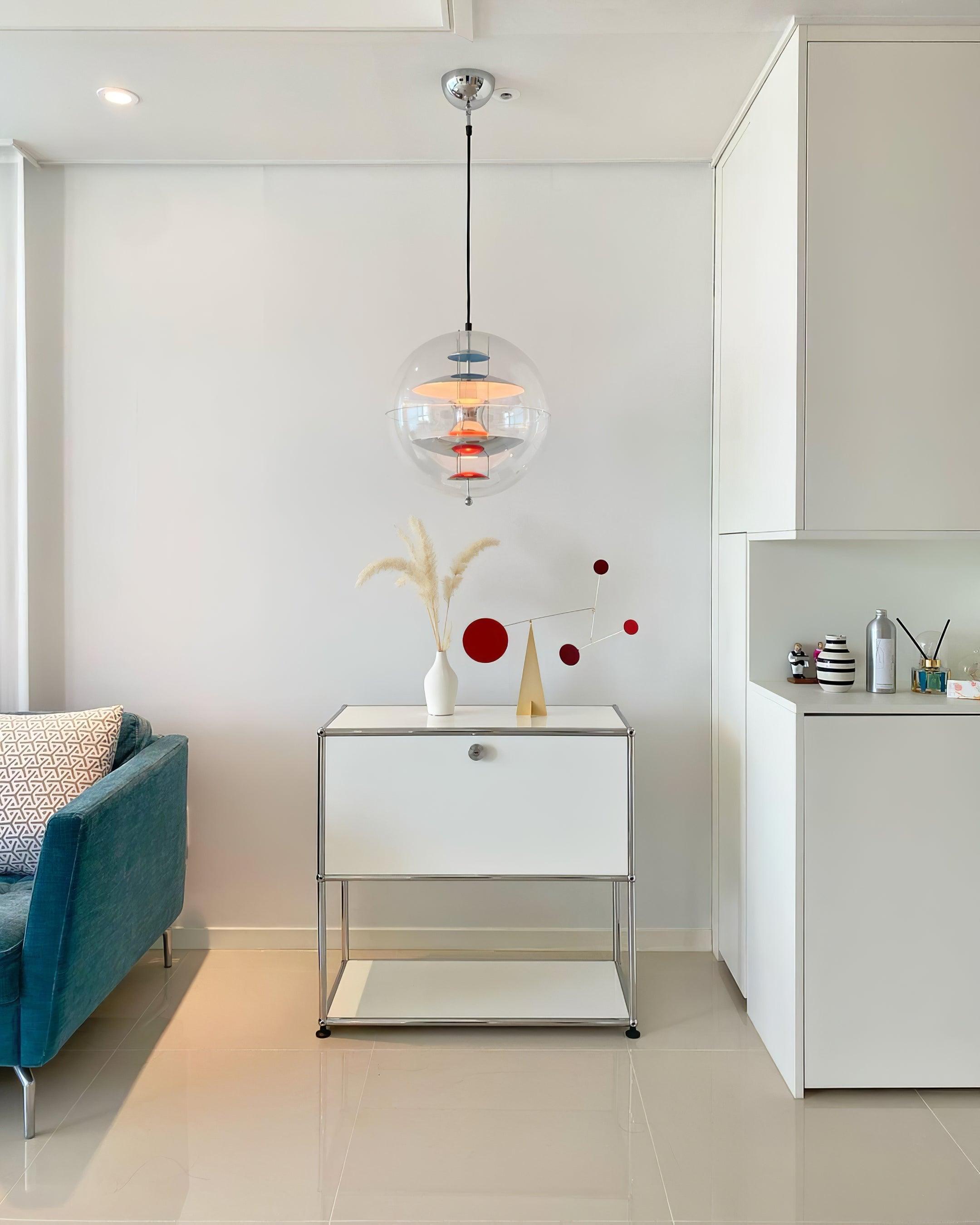 Pendant Lamp Floating Geometric Layers Clear Globe Futuristic Modern