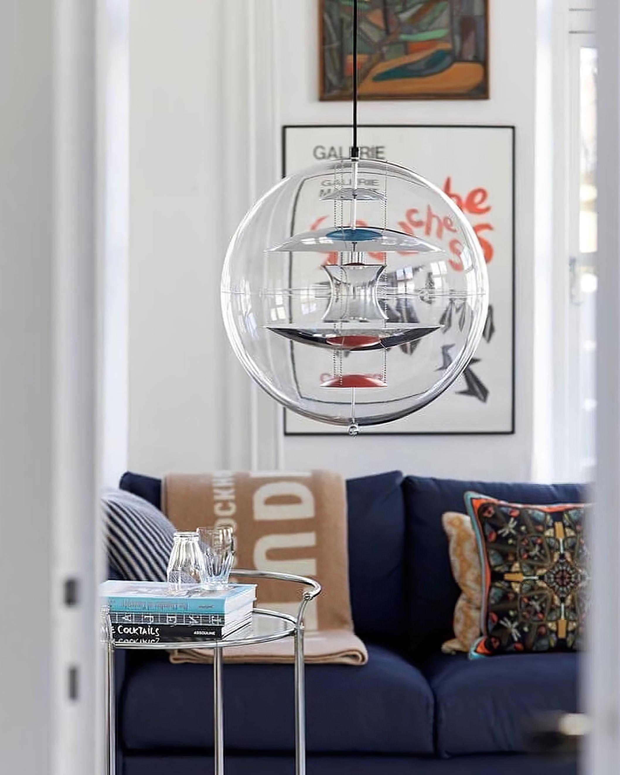 Pendant Lamp Floating Geometric Layers Clear Globe Futuristic Modern
