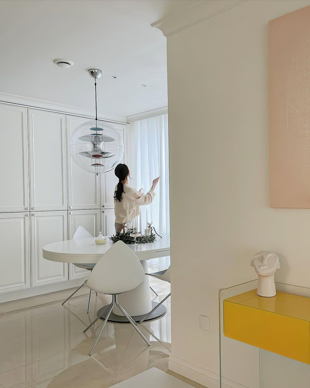 Pendant Lamp Floating Geometric Layers Clear Globe Futuristic Modern