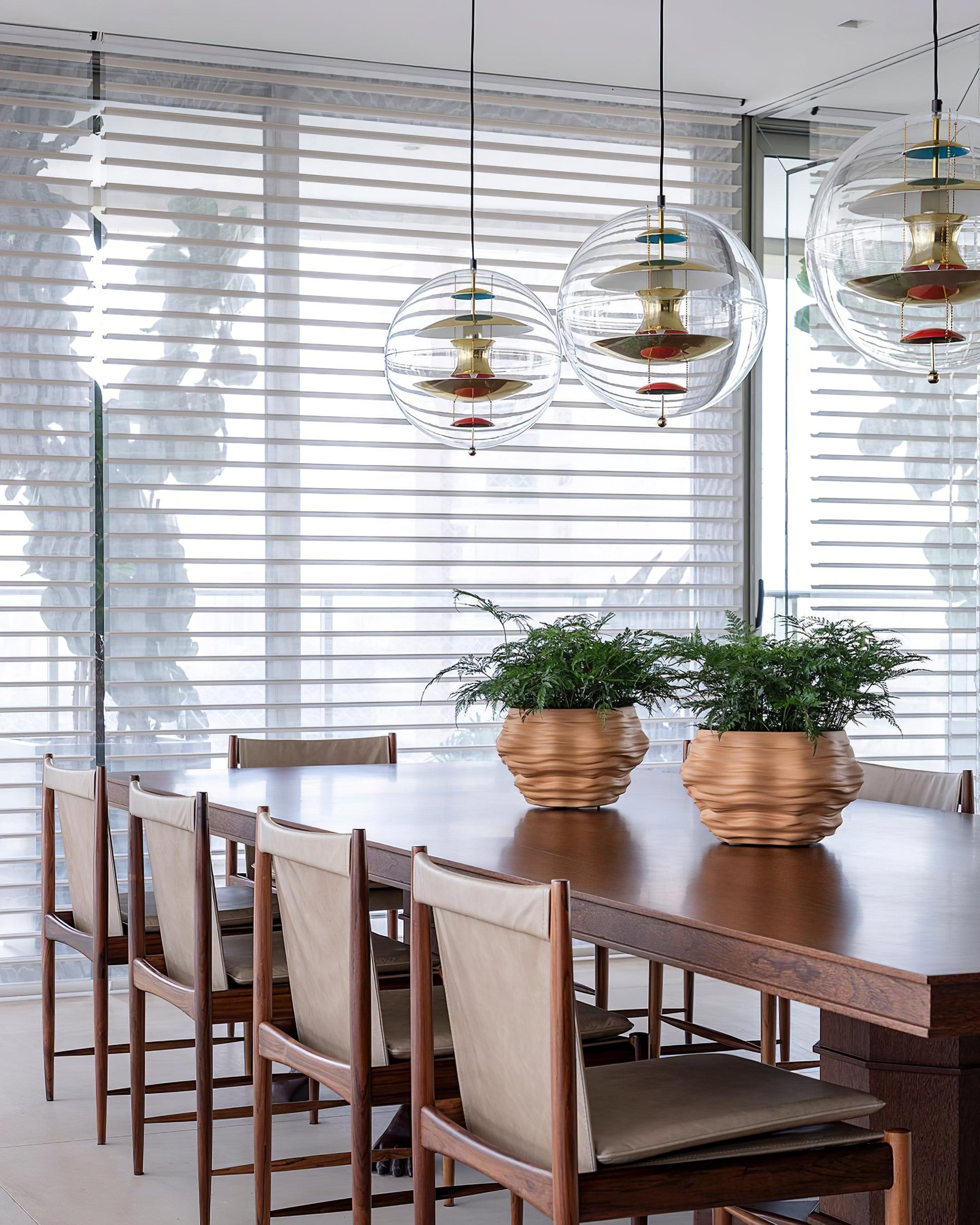 Pendant Lamp Floating Geometric Layers Clear Globe Futuristic Modern