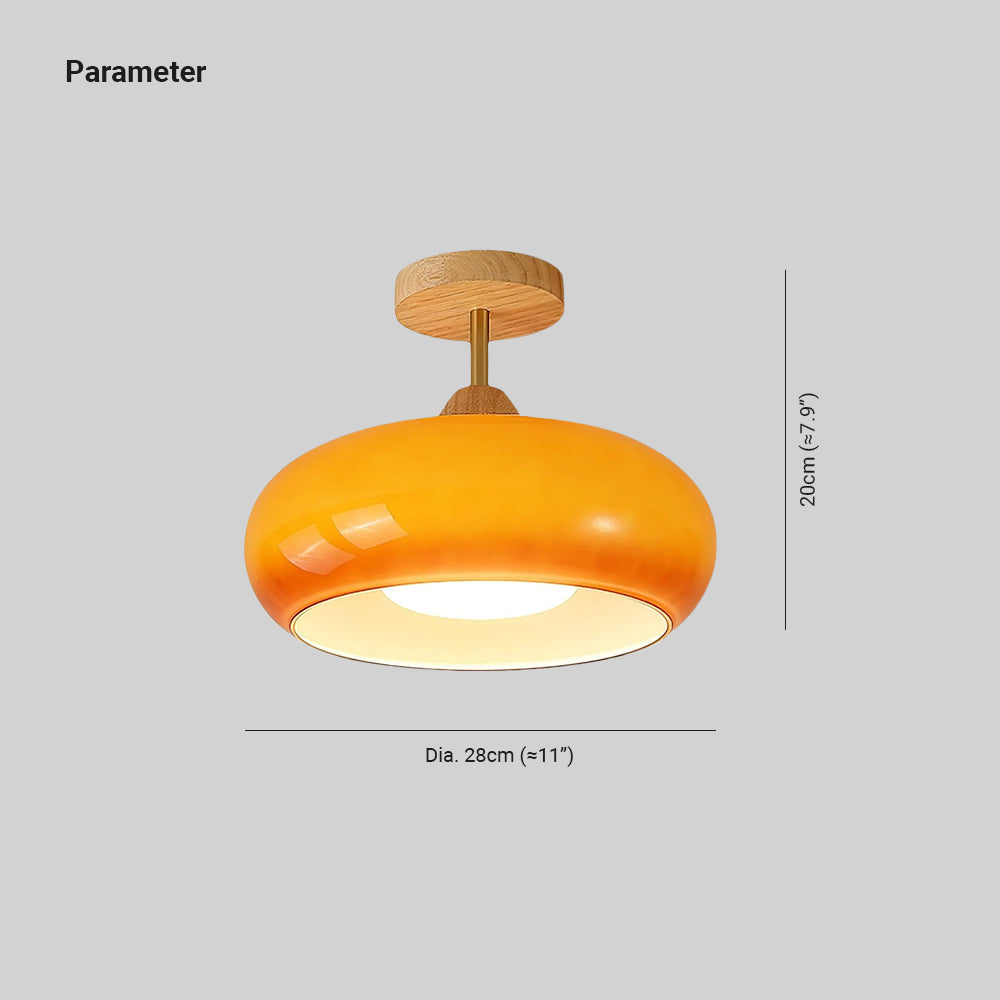 Charlotte Flush Mount Ceiling Light Glass Wood &Orange&White