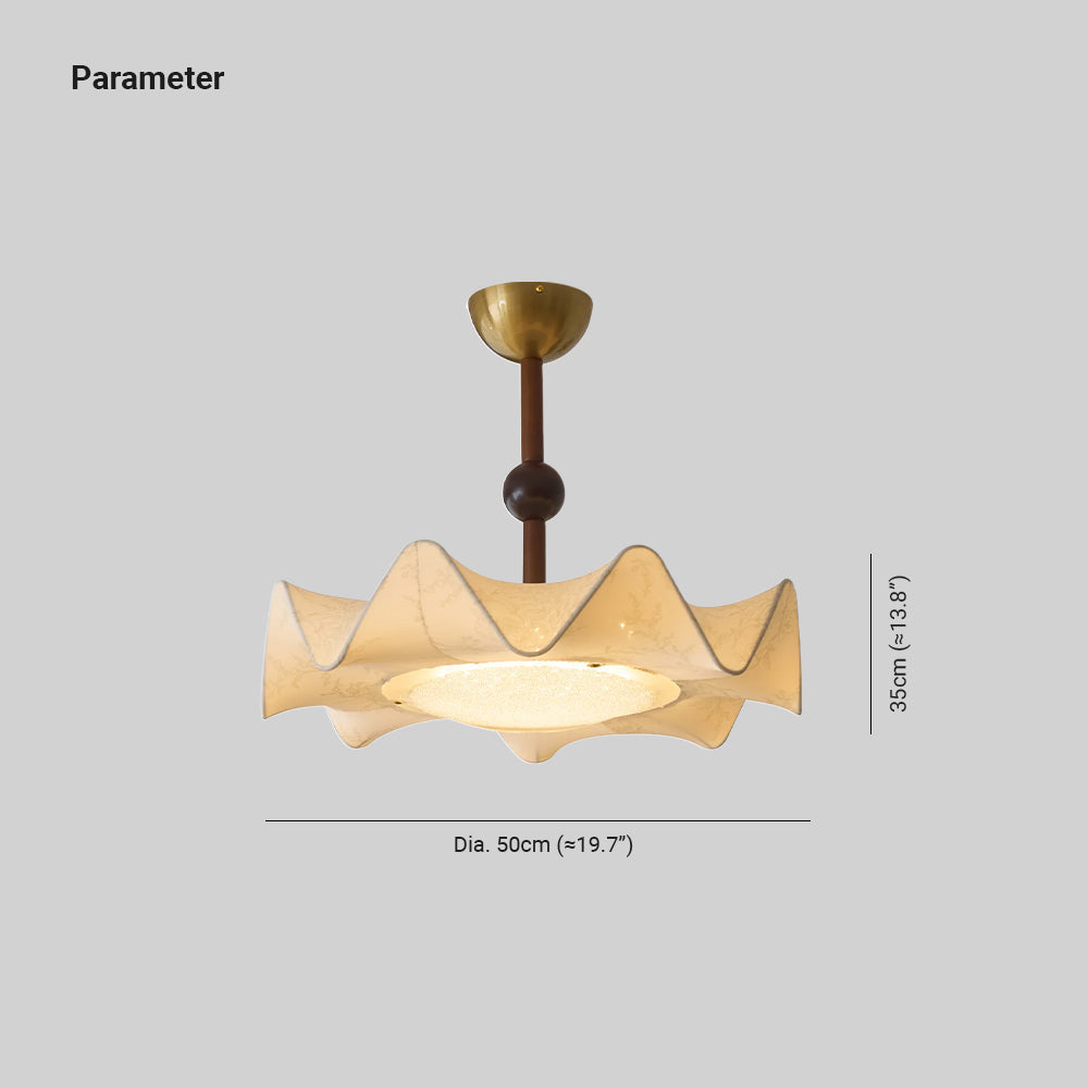 Cyrie Ceiling Light Floral-patterned etched fabric Wood