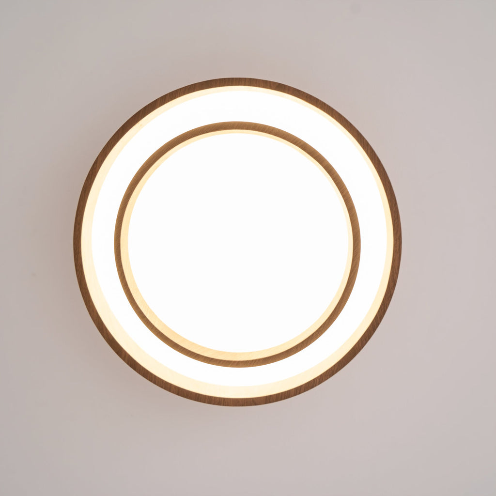 Wavin Ceiling Light Double - Ring Walnut Color