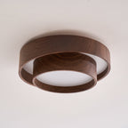 Wavin Ceiling Light Double - Ring Walnut Color