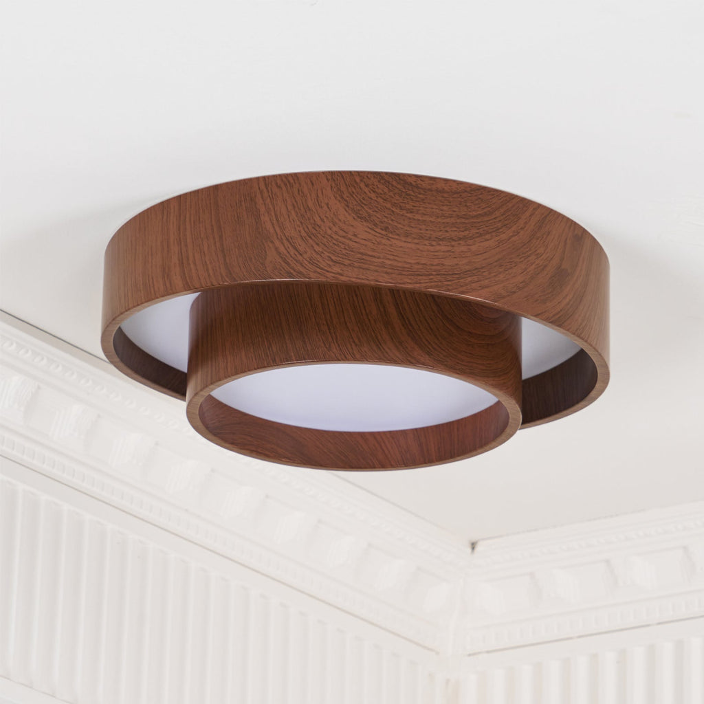 Wavin Ceiling Light Double - Ring Walnut Color