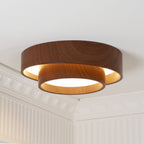 Wavin Ceiling Light Double - Ring Walnut Color