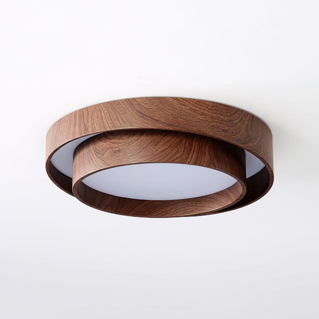 Wavin Ceiling Light Double - Ring Walnut Color