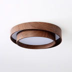 Wavin Ceiling Light Double - Ring Walnut Color