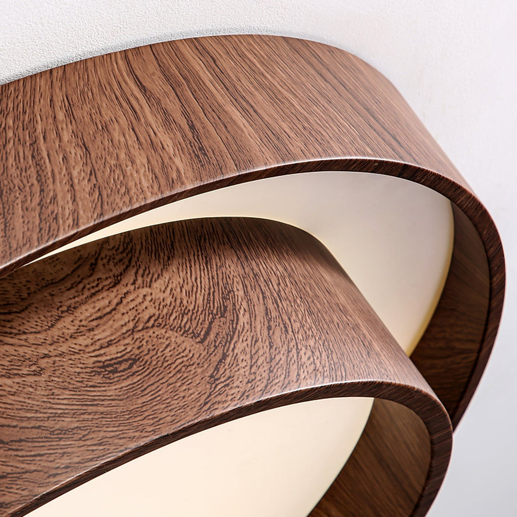 Wavin Ceiling Light Double - Ring Walnut Color