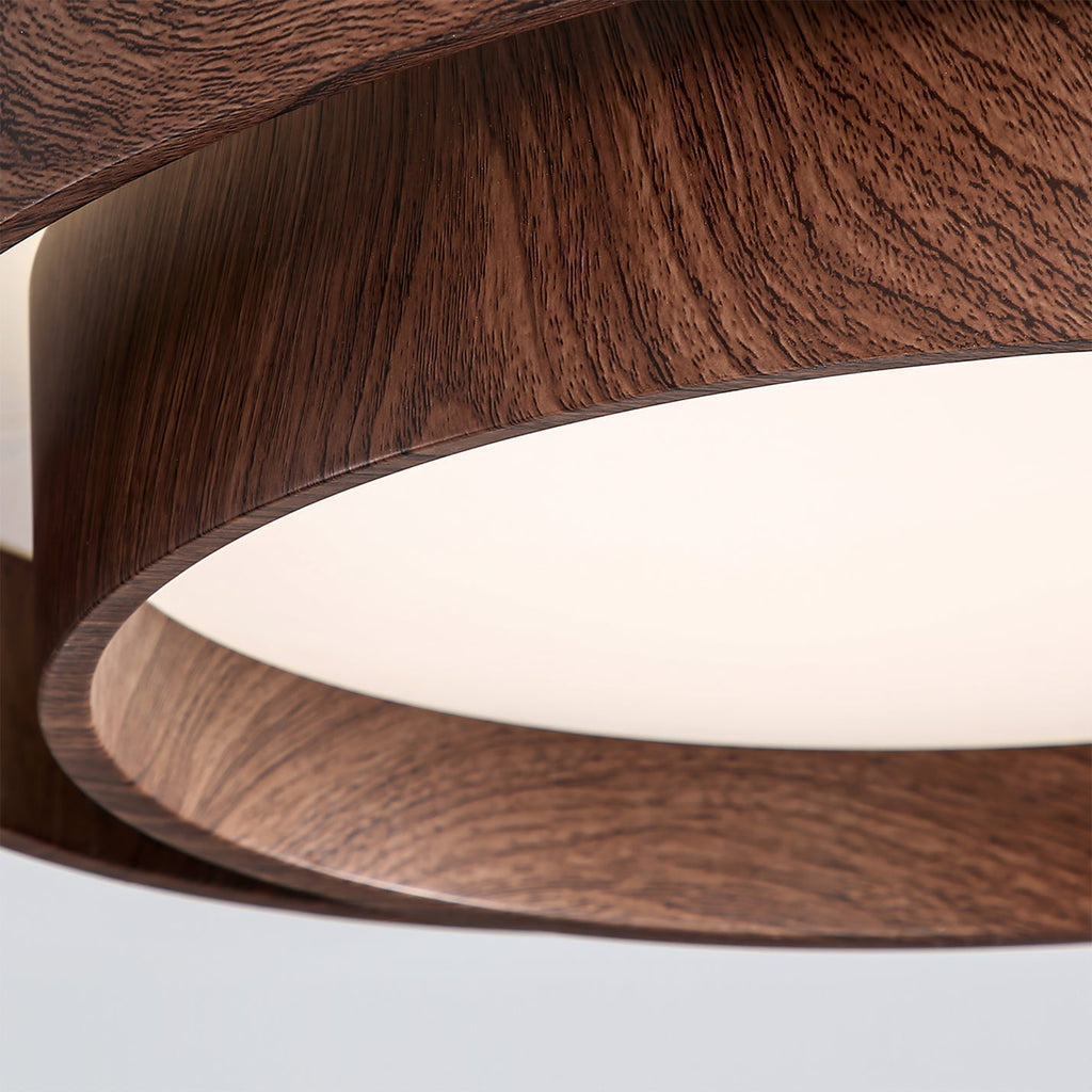 Wavin Ceiling Light Double - Ring Walnut Color