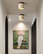 Neptune Travertine Ceiling Light  Ribbed Design