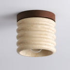 Neptune Travertine Ceiling Light  Ribbed Design
