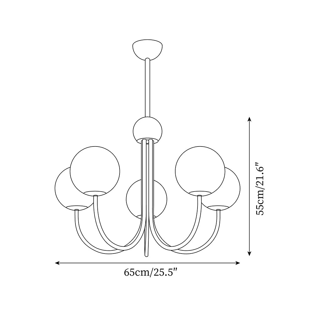Candil Modern Brass and Globe Glass Chandelier