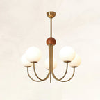 Candil Modern Brass and Globe Glass Chandelier