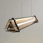 Arisha Industrial Triangle Metal/Glass Pendant Light, Gold