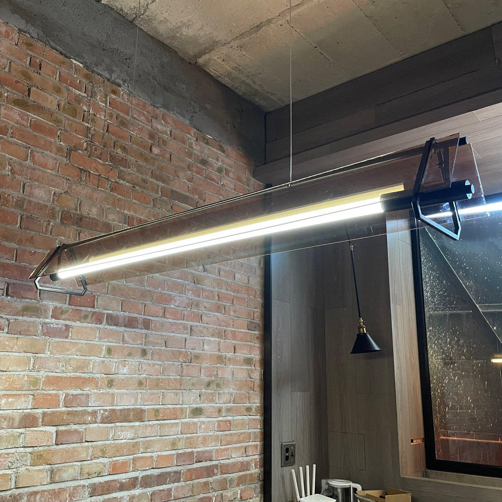 Arisha Industrial Triangle Metal/Glass Pendant Light, Gold
