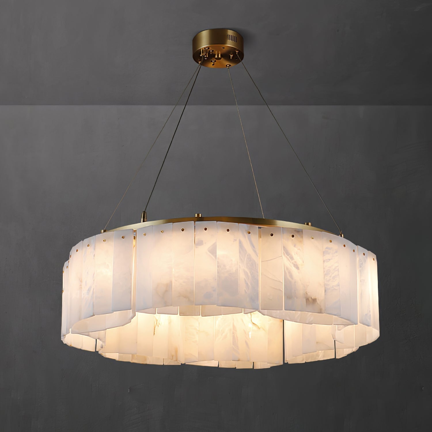 Ilveliel Double Tier Alabaster Pendant Light Chandelier