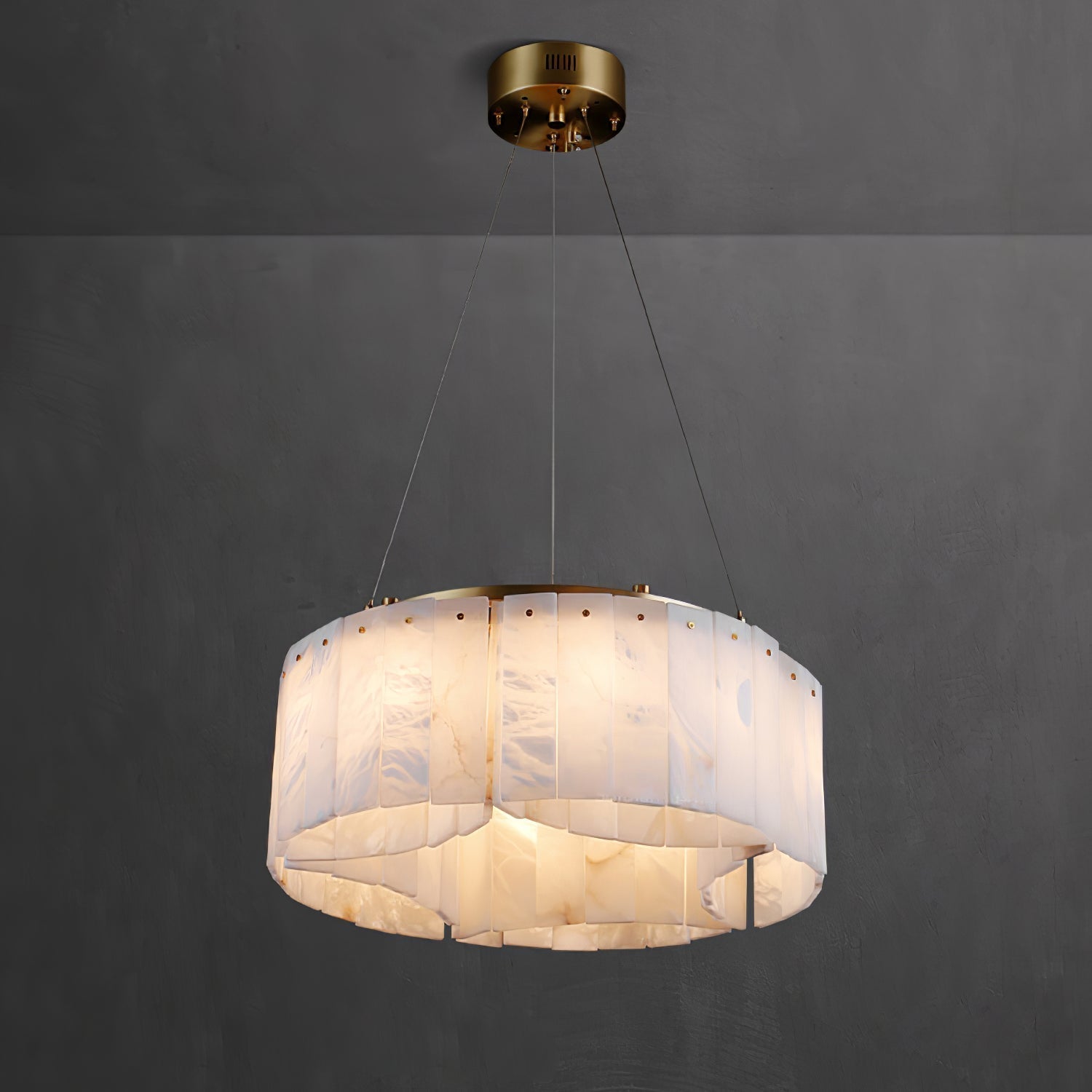 Ilveliel Double Tier Alabaster Pendant Light Chandelier