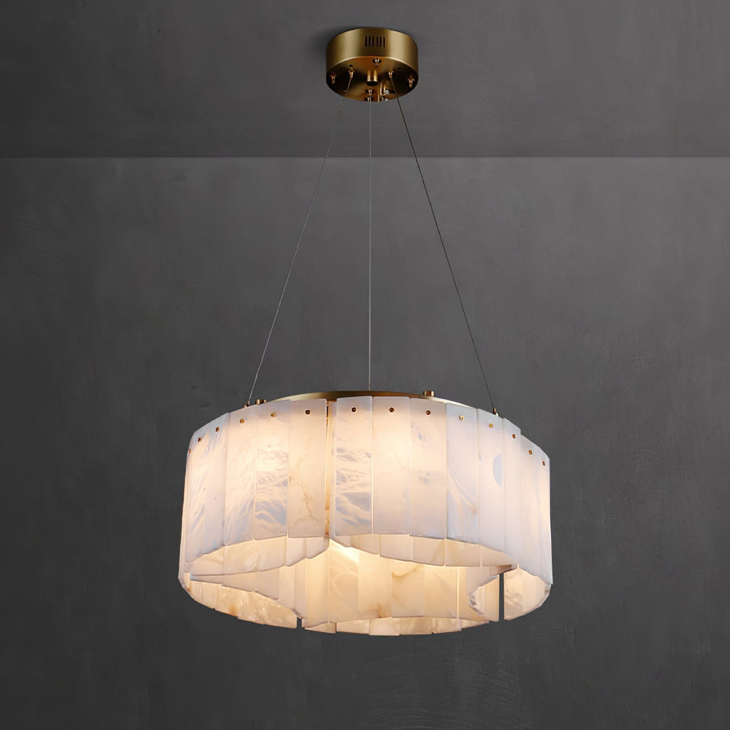 Ilveliel Double Tier Alabaster Pendant Light Chandelier