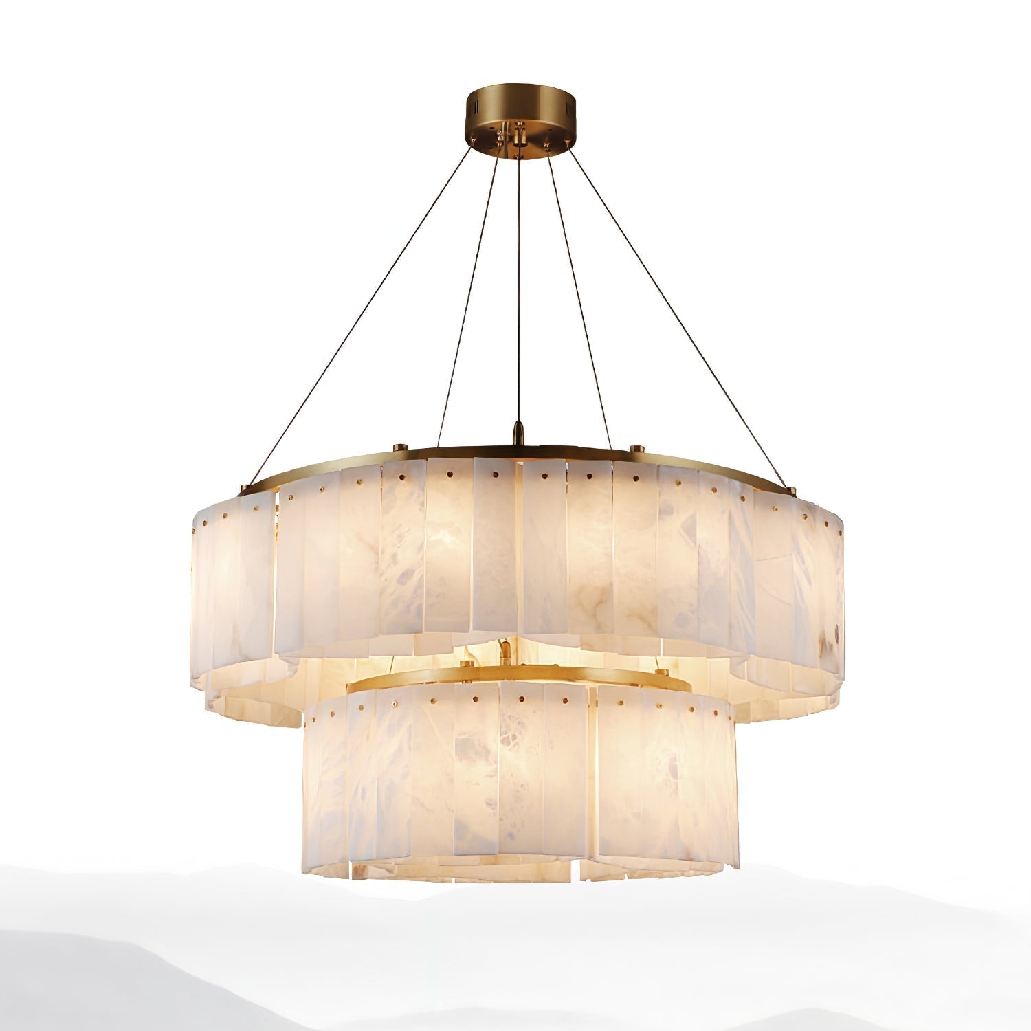 Ilveliel Double Tier Alabaster Pendant Light Chandelier