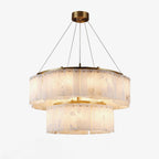 Ilveliel Double Tier Alabaster Pendant Light Chandelier