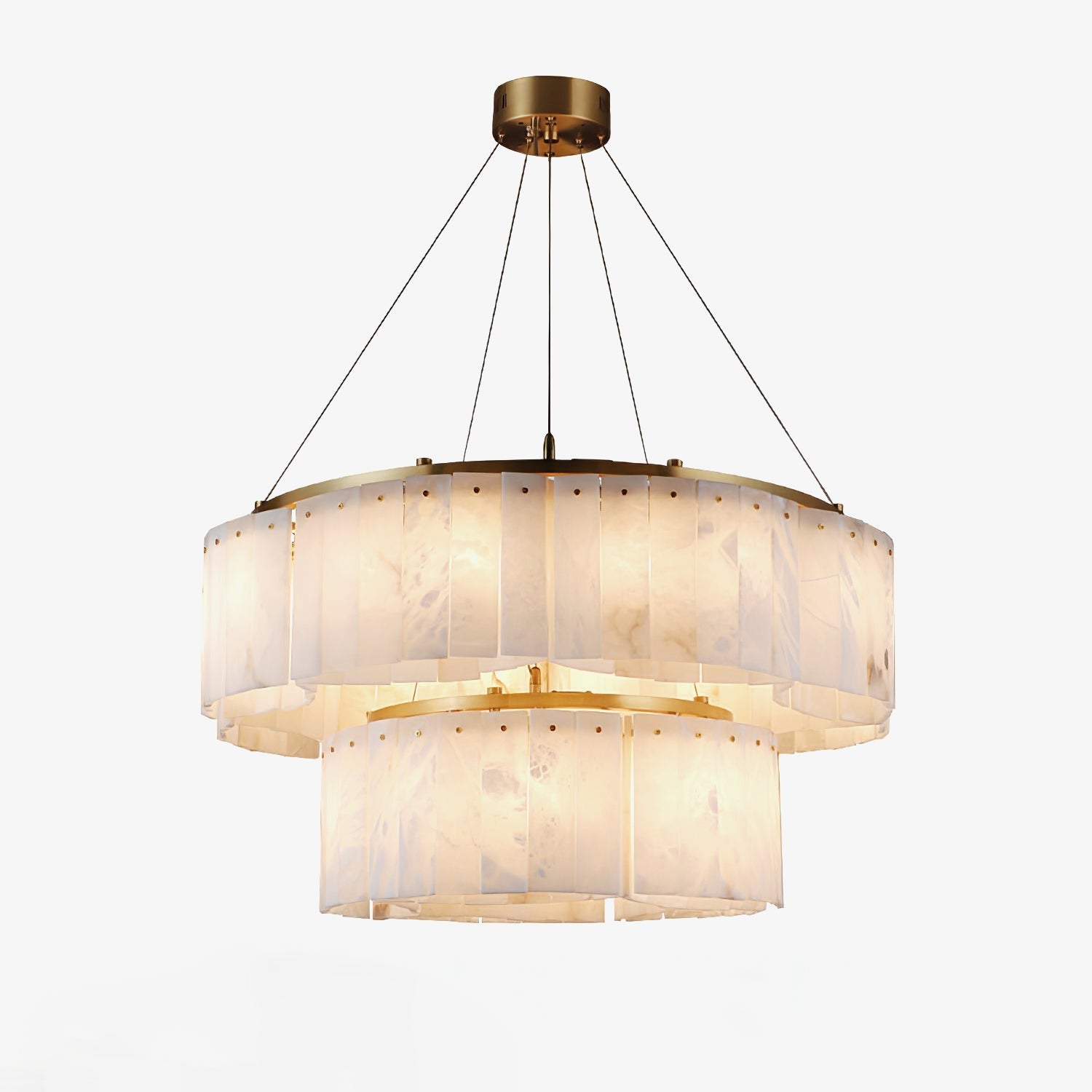 Ilveliel Double Tier Alabaster Pendant Light Chandelier