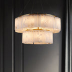 Ilveliel Double Tier Alabaster Pendant Light Chandelier