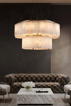 Ilveliel Double Tier Alabaster Pendant Light Chandelier