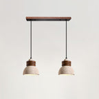 Pendant Lamp Travertine Dome Walnut Wood Rings Ambient Minimalist