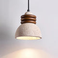 Pendant Lamp Travertine Dome Walnut Wood Rings Ambient Minimalist