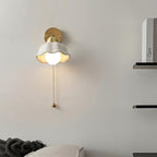 Wall Lamp Brass and Ceramic Wavy Shade Globe Accent Retro Artistic