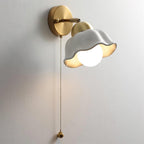 Wall Lamp Brass and Ceramic Wavy Shade Globe Accent Retro Artistic