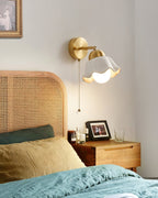 Wall Lamp Brass and Ceramic Wavy Shade Globe Accent Retro Artistic