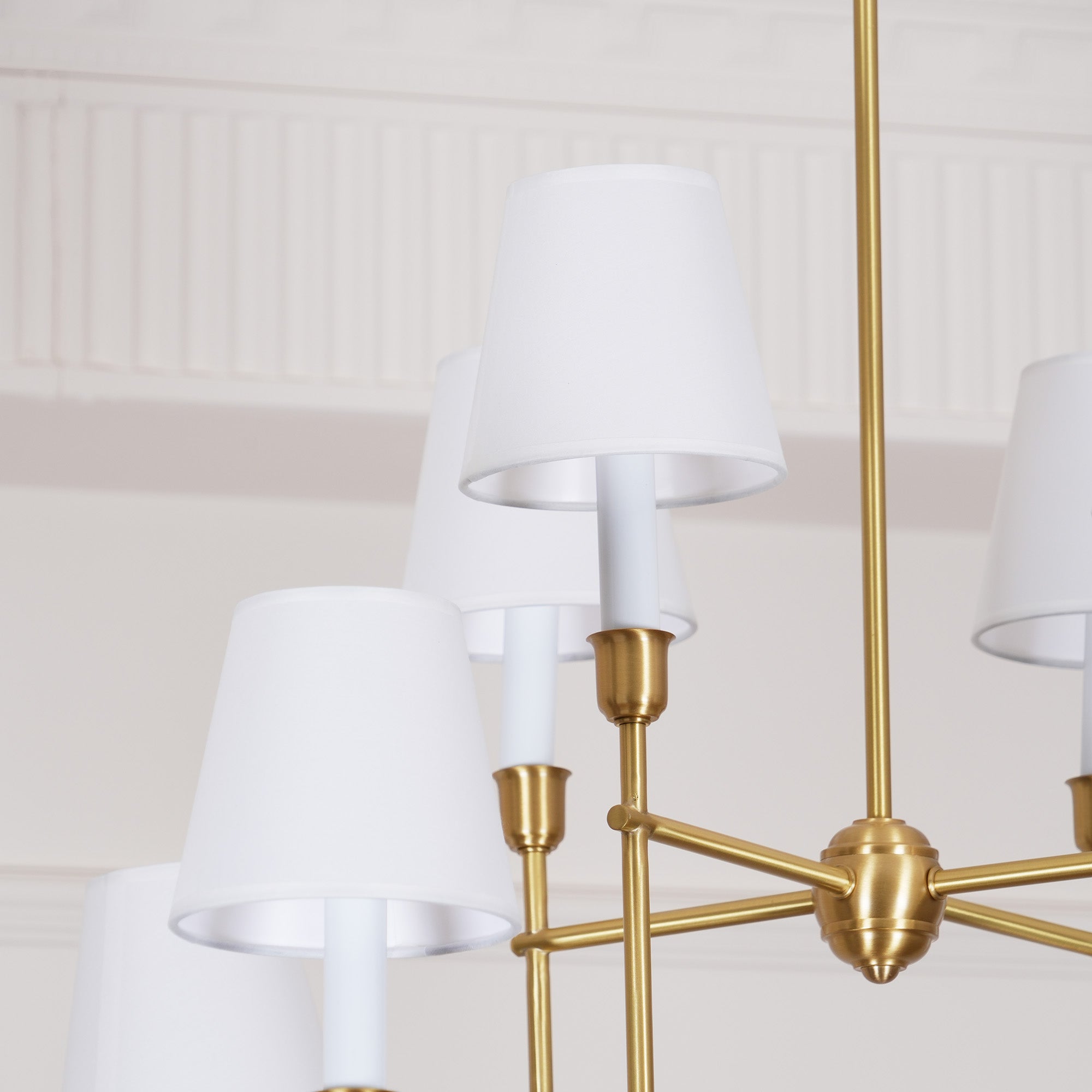 Lustra Chandelier Vendome Brass White Shade