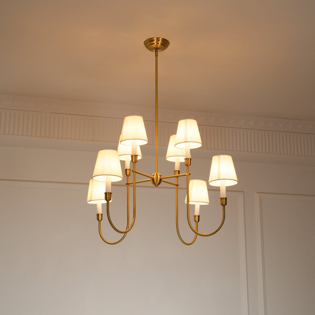 Lustra Chandelier Vendome Brass White Shade