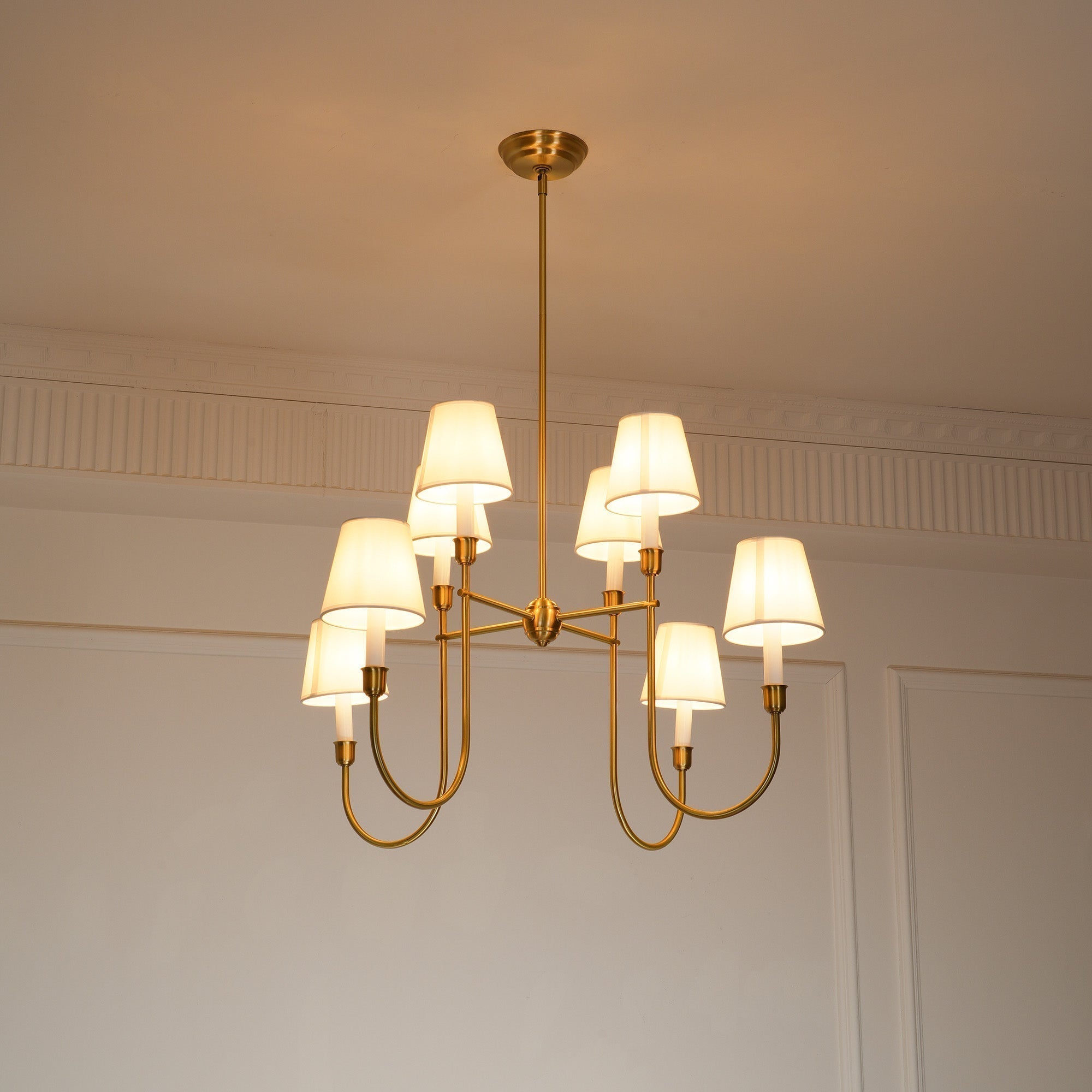 Lustra Chandelier Vendome Brass White Shade