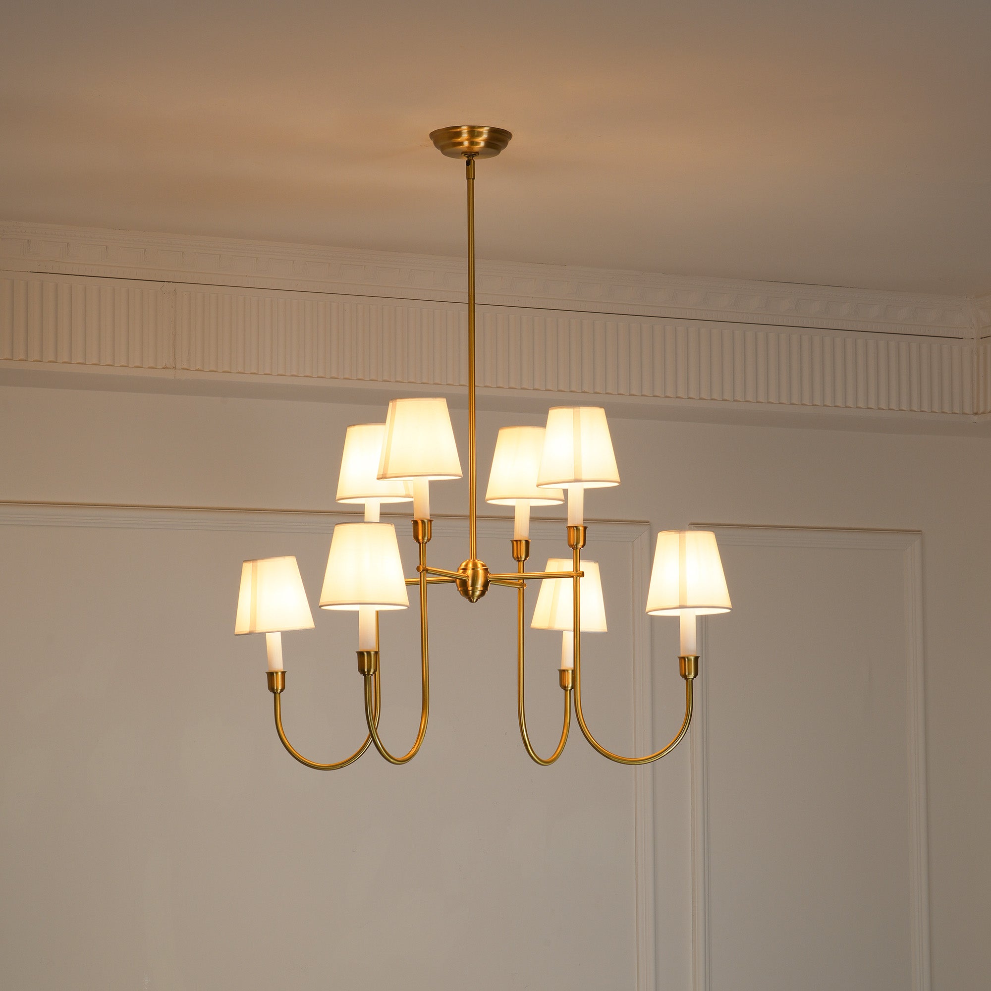 Lustra Chandelier Vendome Brass White Shade