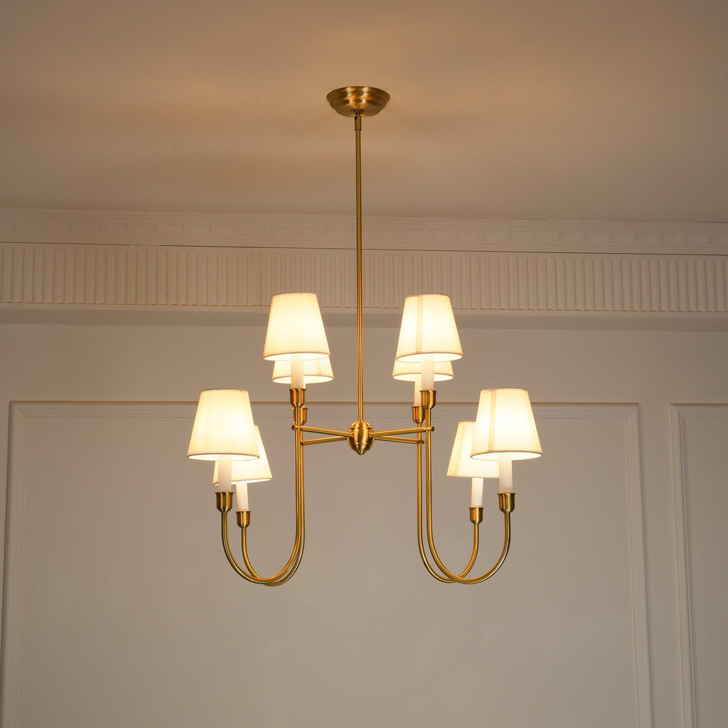 Lustra Chandelier Vendome Brass White Shade