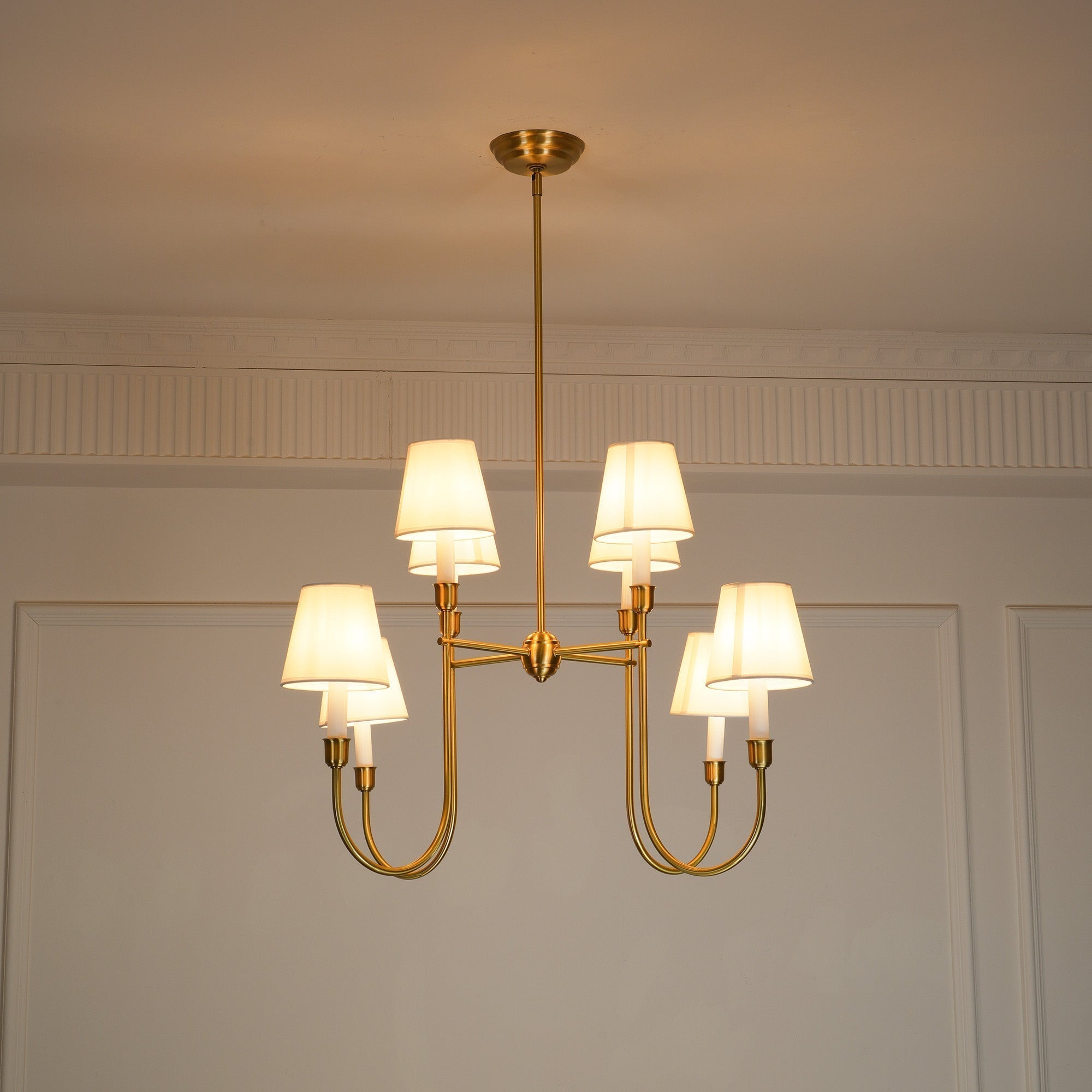Lustra Chandelier Vendome Brass White Shade