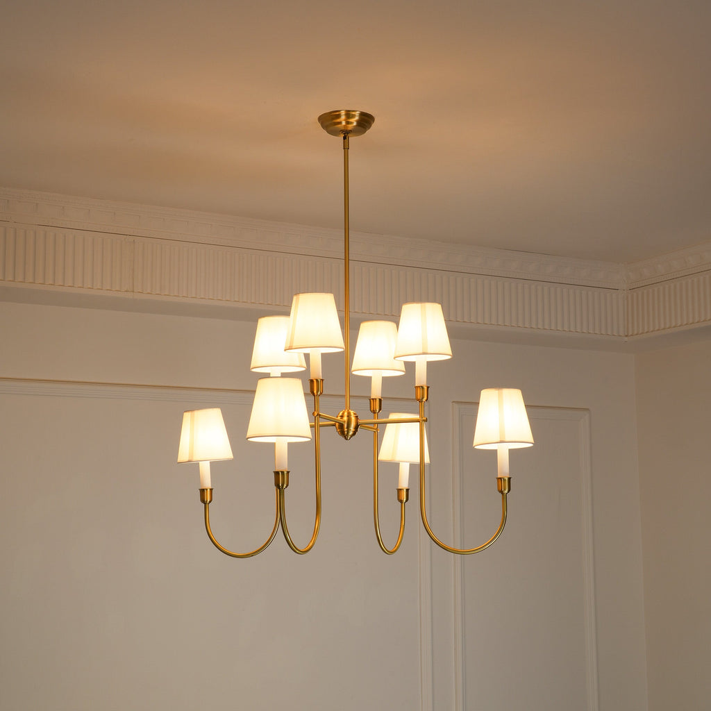 Lustra Chandelier Vendome Brass White Shade