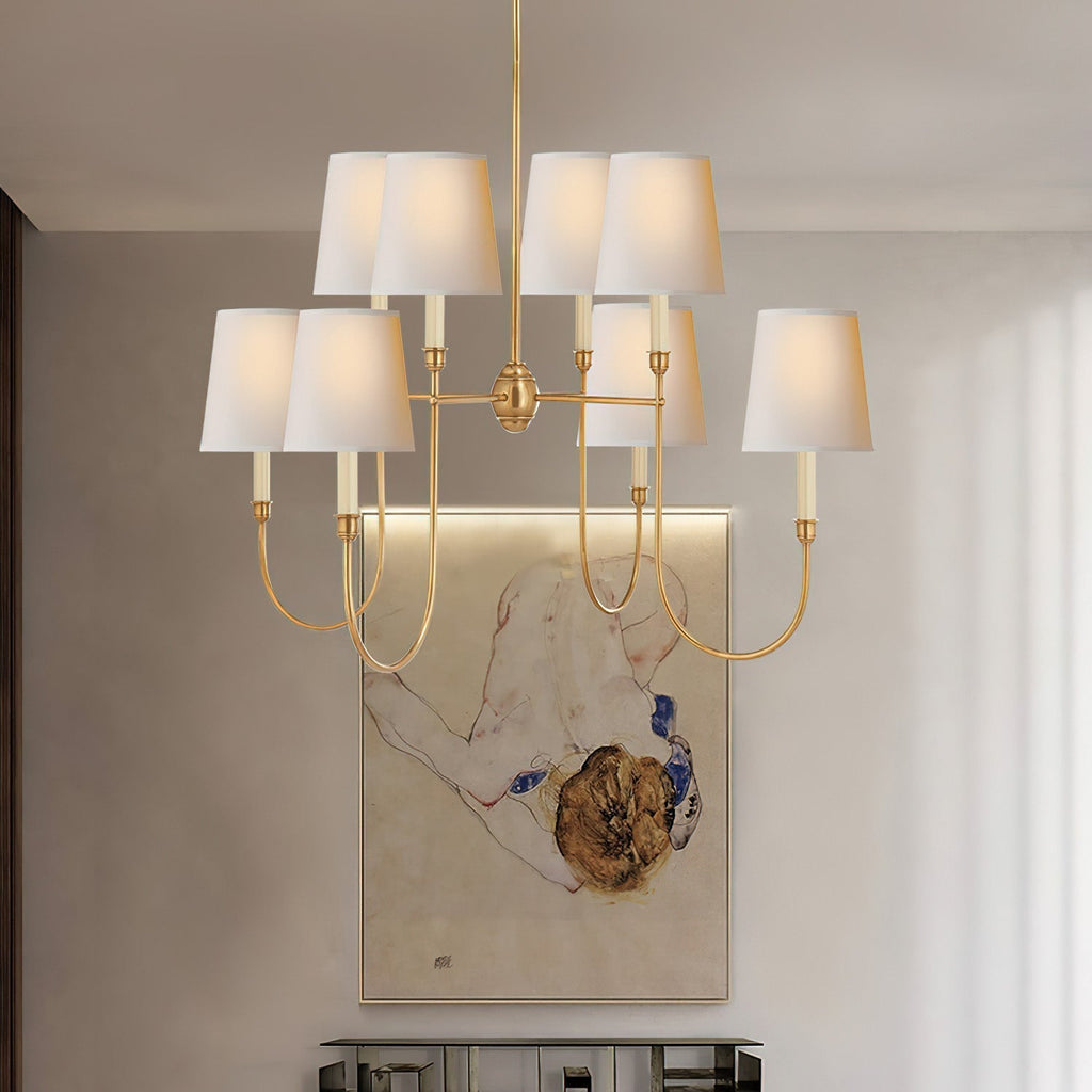 Talia Chandelier Luxury Brass Fabric