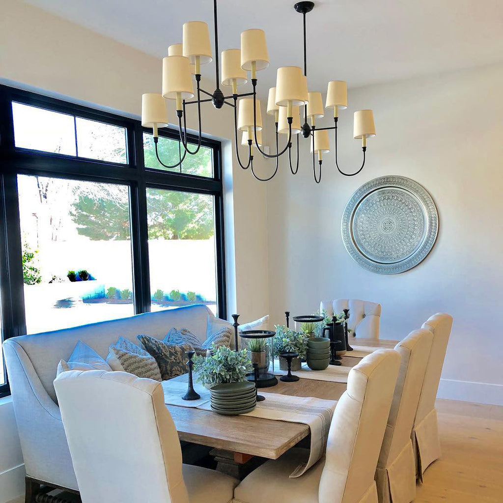 Talia Chandelier Luxury Brass Fabric